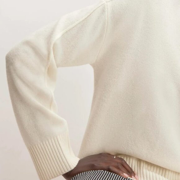 Everlane Merino Wool Crewneck Sweater Bone White Sz Small - Picture 3 of 10